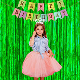 Style Secrets Amazing Must Have Birthday Combo of Banner and 2 Tinsel Metallic Fringe 3ft x 6ft for Birthday Decoration (Green)