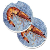 Caroline'S Treasures Cooked Shrimp Cool Blue Water Set Of 2 Cup Holder Car Coasters 8153Carc, 2.56, Multicolor