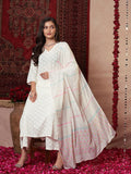 Anni Designer Women'S Rayon Viscose Printed Straight Kurta With Pant & Dupatta (Mirai White-Vks03_3Xl_White_Xxx-Large),White,3XL,,,