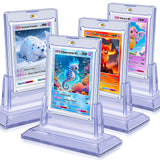 4Pcs Magnetic Card Holders for Trading Card, Baseball Card Protectors with 4 Stands, 35pt Acrylic Hard Card Sleeves Case for Spo