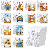 12 Packs Thanksgiving Pre Drawn Canvas to Paint, 5 X 7 Fall Pre Printed Canvas for Kids, Pre Stretched Canvas Outline Painting B