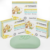 HERBOGANIC Jasmine Honey and Shea Butter Herbal Soap | Pack of 3 of 5oz soap Bar | Natural Bar Soap for Face and Body | Hydratin