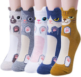 Justay Comf 5 Pairs Of Socks Women Funny Original Cute Animal Prints Casual Cotton Socks For Girls And Women One Size Red Blue,