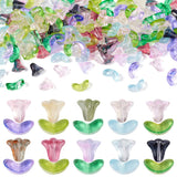 Craftdady 200Pcs Glass Flower Beads Lampwork Leaf Beads Colorful Crystal Floral Charms Cute Fun Beads for Crafts DIY Earrings Je
