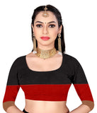 Greciilooks Womens Cotton Blend Half & Half Women Saree For Women (Black)