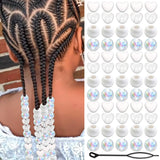 VENOFEN 60PCS White Clear Heart Hair Beads for Braids Loc Dreadlock AB Color Round Bead Accessories Cute Acrylic Pony Beads Vale