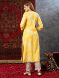 Gosriki Women'S Cotton Blend Chikankari Embroidered Straight Kurta (Zainab Yellow-Jb-Gs_S_Yellow_Small),Yellow,,B0D7MCKJG5