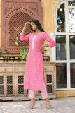 Gosriki Women'S Cotton Blend Straight Printed Kurta With Pant (Tai Pink-Bfv-Gs_3Xl_Pink_Xxx-Large),Pink,3,B0CPXXPDR2