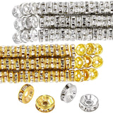 Hicarer 800 Pieces Round Rondelle Spacer Beads Crystal Rhinestone Loose Charm Beads for Jewelry Making(8 mm,Gold, Silver)