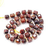 Malahill Wholesale Natural Faceted Stone Beads for Jewelry Making Sold per Bag 5 Strands Inside Cube Red Tiger's Eye 6mm