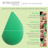 Ecotools Green Tea Bioblender, Compostable Makeup Blending Sponge, For Foundation & Base Coverage, Skin-Calming, Natural Infusio