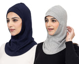 Gajraj Premium Cotton Hijab Scarf Full Coverage Islamic Head Wrap/Safety Mask For Girls Women (Pack Of 2) (NavyGrey)