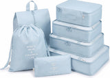 Travel Packing Cubes Set For Luggage, 7 Pcs, Waterproof, Lightweight Compression Suitcase Organiser With Shoe Bag, Laundry Pouch