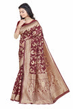Sugathari Womens Banarasi Saree Pure Kanjivaram Silk Saree Soft New Ladies 2023 Design Wear Pattu Sarees Latest Party Sari Collections With Blouse Piece For Wedding Sadi (San Pari-187 Maroon)