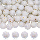 CREATZONE 40pcs 20mm Rhinestone Bubblegum Ball Beads White Clear Round Disco Ball Beads for Pen Bracelet Necklace Keychains Jewe