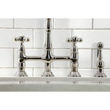 Kingston Brass Ks1276Axbs Heritage Bridge Kitchen Faucet, Polished Nickel,11.19 X 8.56 X 13.13