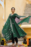 Anni Designer Women'S Rayon Blend Anarkali Printed Kurta With Pant & Dupatta (Berlin Green-Vks01_L_Green_Large),Green,L,,,