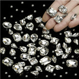 275pcs Sew on Rhinestones,Clear Glass Sew on Crystals Gems Diamond Stone Stainless Steel Flatback Prong Setting Crafts Mix Shape