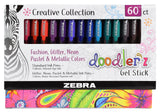 Zebra Pen Doodlerz Gel Stick Pen 1.0mm Assorted 60Pk (41960)
