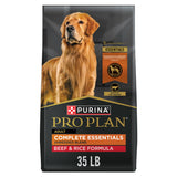 Purina Pro Plan Complete Essentials Shredded Blend Beef and Rice Dog Food Dry Formula with Probiotics for Dogs - 35 lb. Bag