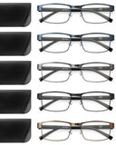 JOLISU 5PCS Reading Glasses Men - Blue Light Blocking Computer Metal Thin Frame Readers For Mens/Women (4.00)
