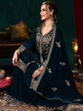 Libas Women'S Velvet Kurta Set (48779O_Teal Blue Teal Blue Xs