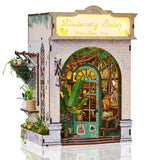 DIY Book Nook Kit, Flower Shop Miniature House Dollhouse Kit for Adults Teen, Mini House Building Kit with LED, 3D Wooden Craft