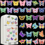 Outus 30 Pcs Luminous Butterfly Diamond Painting Magnets Butterfly Diamond Art Kits for Refrigerator Spring Fridge Magnet Sticke