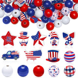 Henoyso 200 Pieces 4th of July Wooden Beads 250th Anniversary Flag Day Patriotic Wood Decor Red White and Blue Memorial Day Inde