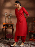 Libas Women'S Silk Blend Kurta Set (39050_Red Red S