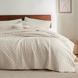 Bedsure Quilts King Size - Lightweight Bedspreads King Size with Basket Weave Pattern, Soft Quilt Bedding, Beige Comforter Cover