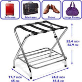 High-Back Luggage Rack, Lightweight Fold-Flat Design, Compact Chrome Finish