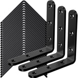 25Pcs Black Angle Brackets, 4 x 4Heavy Duty Corner Brace, Metal Corner Brackets for Wood , 3MM 90 Degree Joint Hardware, 4