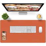 Bloss Orange Desk Mat 31.5x15.7, Waterproof Large Desk Pad, Leather Desk Matt for Desktop, Computer Mat for Office/Home/Decor
