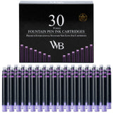 Wordsworth & Black Fountain Pen Ink Refills - Set of 30 Purple Ink Cartridges - International Standard Size - Length APPR 2.3 -