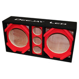 Two 10-In Woofers Plus Three Tweeters Red Empty Chuchera Speaker Enclosure