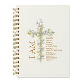 Klkhfgwq Christian Bible Journal for Women, Floral Cross Christian Prayer Spiral Notebook, I AM In Christ Scripture Journaling N