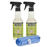 Sparkleen Mrs. Meyers MultiSurface All Purpose Cleaner Set, MultiPurpose Cleaner 2 Pack Spray and Cloth Set Bundle for Bathroo