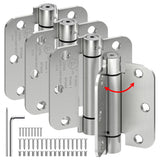 ISOKER 4-Pack Self Closing Door Hinges, 3.5 Inch Spring Loaded Door Hinges, Adjustable Tension for Exterior,Garage, Front Back D