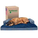 Furhaven Orthopedic Dog Bed for Large Dogs w/ Removable Bolsters & Washable Cover, For Dogs Up to 125 lbs - Plush & Woven Decor