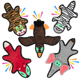 No Stuffing Dog Squeaky Toys, Glowing Eyes Crinkle Plush Puppy Toys for Teething Chewing, 5pcs Flat Tough Dog Toys Set for Large