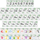56 Pieces Alphabet and Number Bulletin Board Set Manuscript Bulletin Board Cards Educational Preschool Cards Eucalyptus Colors S