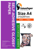 Photo Paper Sticker A4 Size 50 Sheets Count 115 gr 8,3 x 11,7 (210 x 297 mm) Self Adhesive for All Inkjet Printers Full Labels