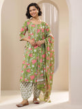 Libas Women'S Pure Cotton Floral Kurta Sets (400156O_Green_S)