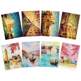 CrafTangles A4 Decoupage Paper Pack Combo | 8 Sheets | 50 GSM Decorative Printed Craft Paper | Everyday Places 1 and 2 | for DIY