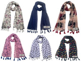 Fusfus WomenS Printed Chiffon Scarves And Stoles, Free Size(Multicolour, F1436) Pack Of 6 (Multicolor4)