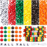 Misdary 1074 Pcs Fall Beads Wristbands Making Kit Thanksgiving Crafts Autumn Pony Beads Bulk with Maple Leaf Charms Fall Yall Le