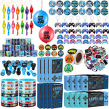 HyDren 179 Pcs Video Game Party Favors Includes Video Game Goodie Treat Boxes Punch Balloons Silicone Bracelets Keychains Badges