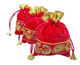 brown leaf Royal Premium 5X6 inch Red Velvet Potli Bags jewelry Pouch Best for Wedding Anniversary Party Supply Return Gifting B