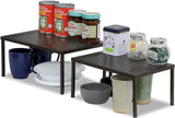 Simple Houseware Metal Top Expandable Stackable Kitchen Cabinet and Counter Shelf Organizer, Bronze
